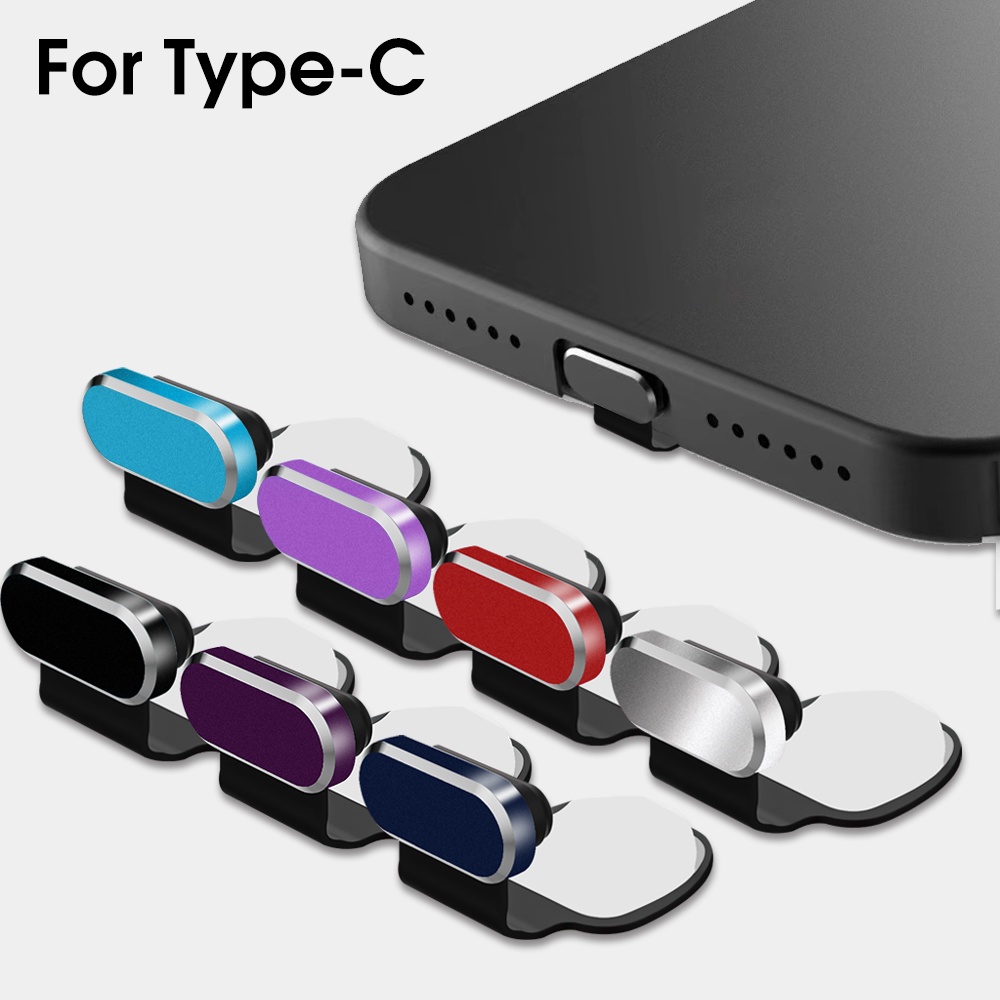 1pc Colokan Anti Debu Bahan Metal Silikon Type-C/Phone USB Charging Port Protector Cover Tipe C Tutup Anti Debu Untuk Huawei