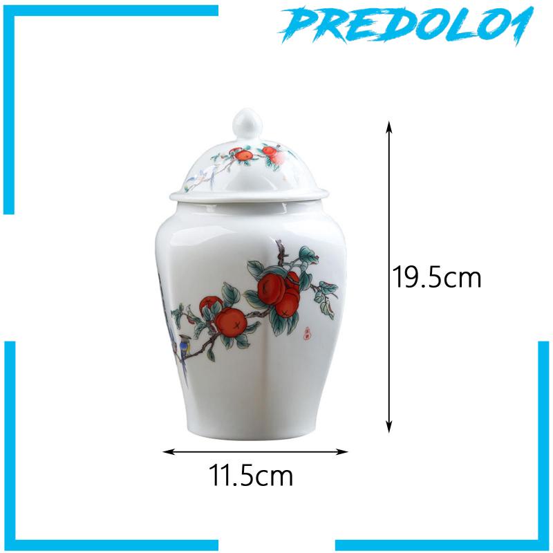 [Predolo1] Ceramic Ginger Jar Tea Storage Jar Vas Bunga Hias Tea Tin Dengan Tutup