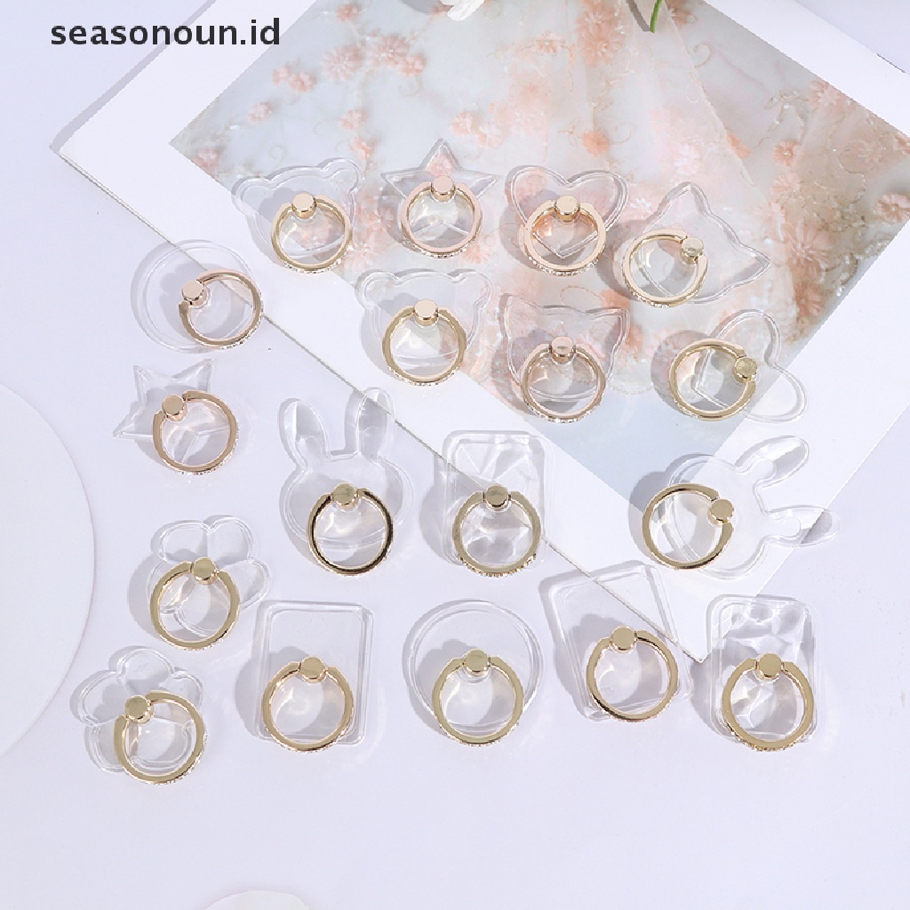 Seasonoun 2pcs Cincin Holder Handphone Transparan Universal support Finger Ring Holder.