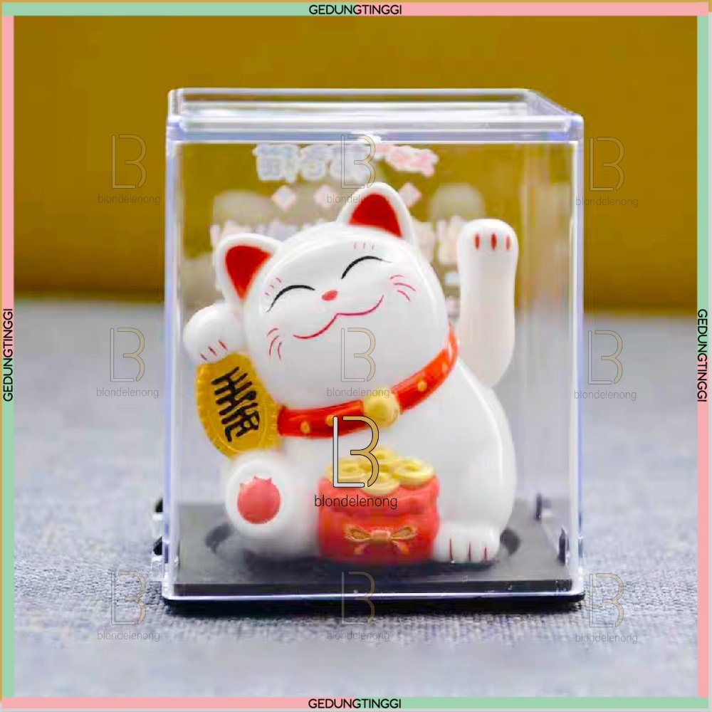 Patung Pajangan Hiasan Boneka Kucing Hoki Rejeki Rezeki Lucky Fortune Cat Keberuntungan Maneki Neko Maneko Neki Mainan Munchkin Keramik Mobil Meja Cina China Jepang Baterai Solar Tangan Goyang Gerak Bergerak Berotot Muscle Jumbo Besar Mini Lucu Imut Murah