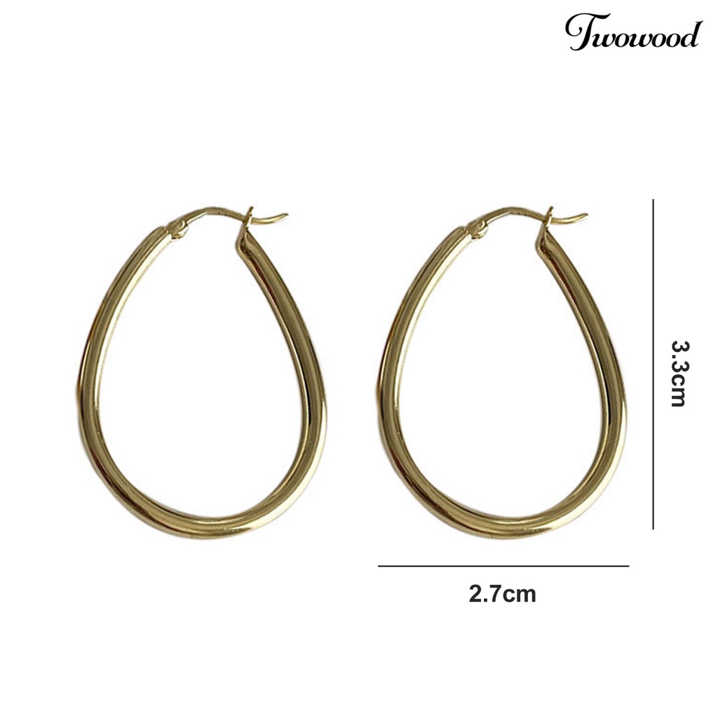 Twowood 1pasang Drop Anting Berlebihan Berongga Besar Tetesan Air Dipoles Warna Emas Perak Wanita Anting Fashion Perhiasan