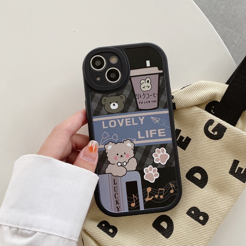 Cute Little Bear Case OPPO A9 A5 A31 A53 A33 2020 A7 A5S A12 A11K F9 F11 A15S A35 A52 A92 A54 A36 A96 A83 A57 A3S A16 A1 Pro Reno 3 5 6 7Z 9 Black Milk tea Bear