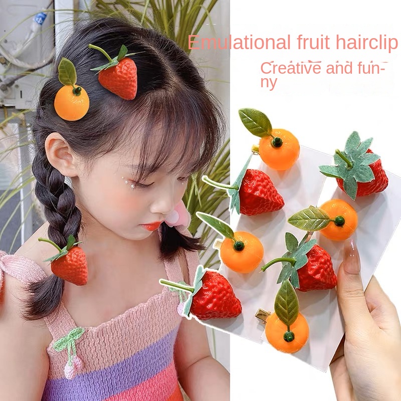 Versi Korea Kartun Lucu Buah Rambut Klip Fashion Unik Sisi Klip Gadis Aksesoris Rambut