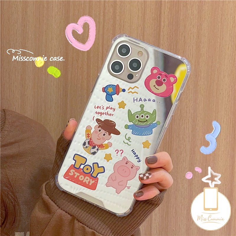 Case Cermin Make Up Kartun Disney Manyo Winnie The Pooh Kompatibel Untuk IPhone 7plus XR 8plus 11 12 13 Pro MAX 11 Pro Max7 8 Plus X XS MAX SE Toy Story Lucu Shockproof TPU Cover