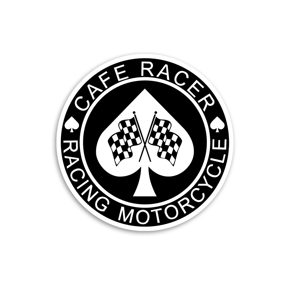 Cafe RACER Racing Motor Harley Retro Spade Racing Bendera Kepribadian Logo Stiker Tahan Air Reflektif Stiker Ksatria Helm Dekorasi Stiker Tahan Air Tabir Surya Decal