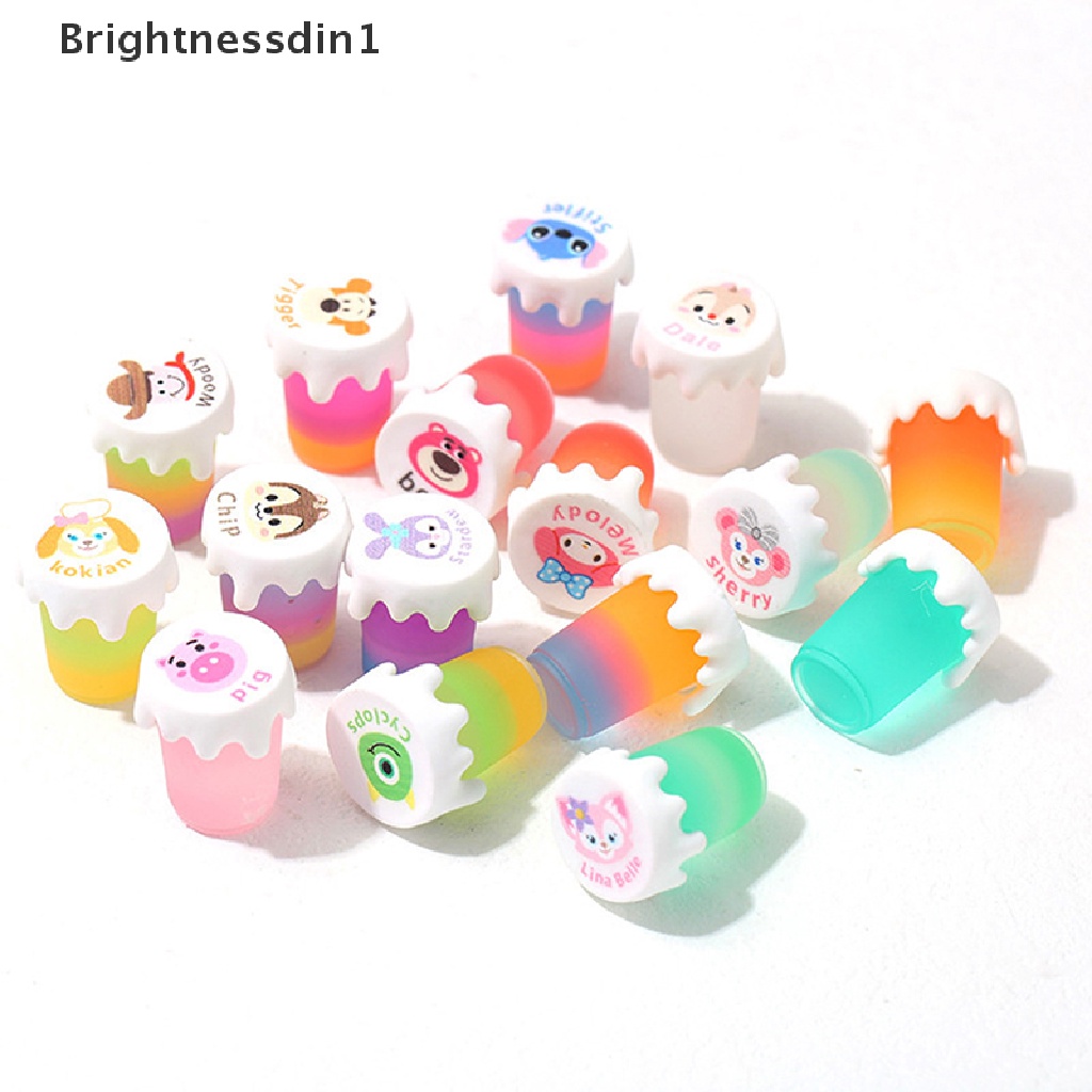 [Brightnessdin1] 4pcs Toples Selai Madu Teh Mini Bercahaya Cangkir Rumah Boneka Miniatur Madu Pomelo Butik