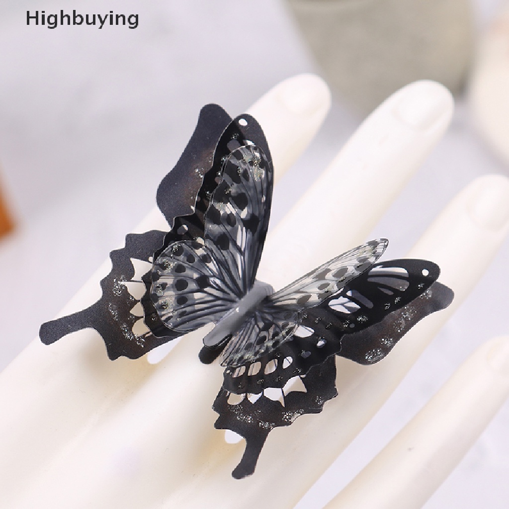 Hbid Punk Butterfly Ring Hitam Berlebihan Gothic Tiga Dimensi Vintage Finger Rings Butterfly Ring Untuk Wanita Perhiasan Aksesoris Hadiah Glory