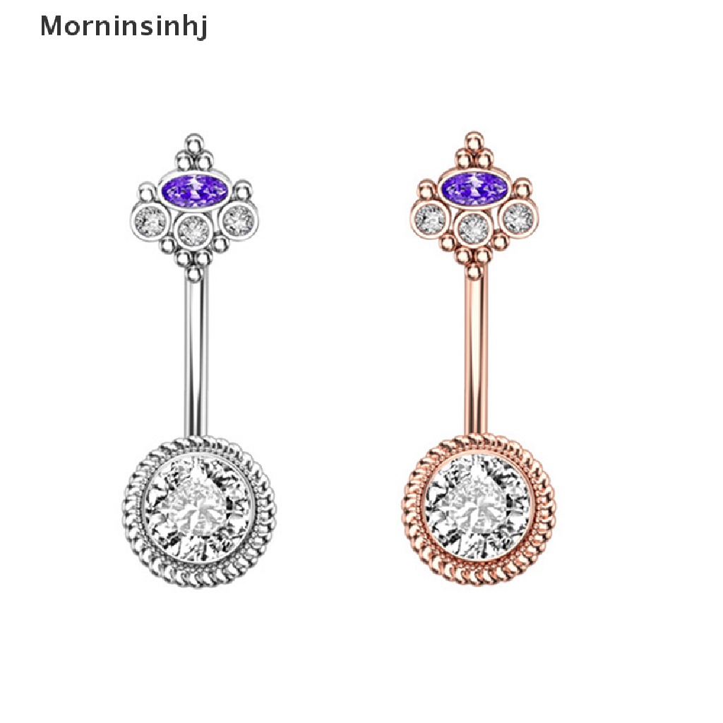 Mornin Stainless Steel Kupu-Kupu Bunga Pusar Cincin Drop Zirkon Seksi Cincin Pusar Pesona Perhiasan Pusar Pusar Pusar Cincin id