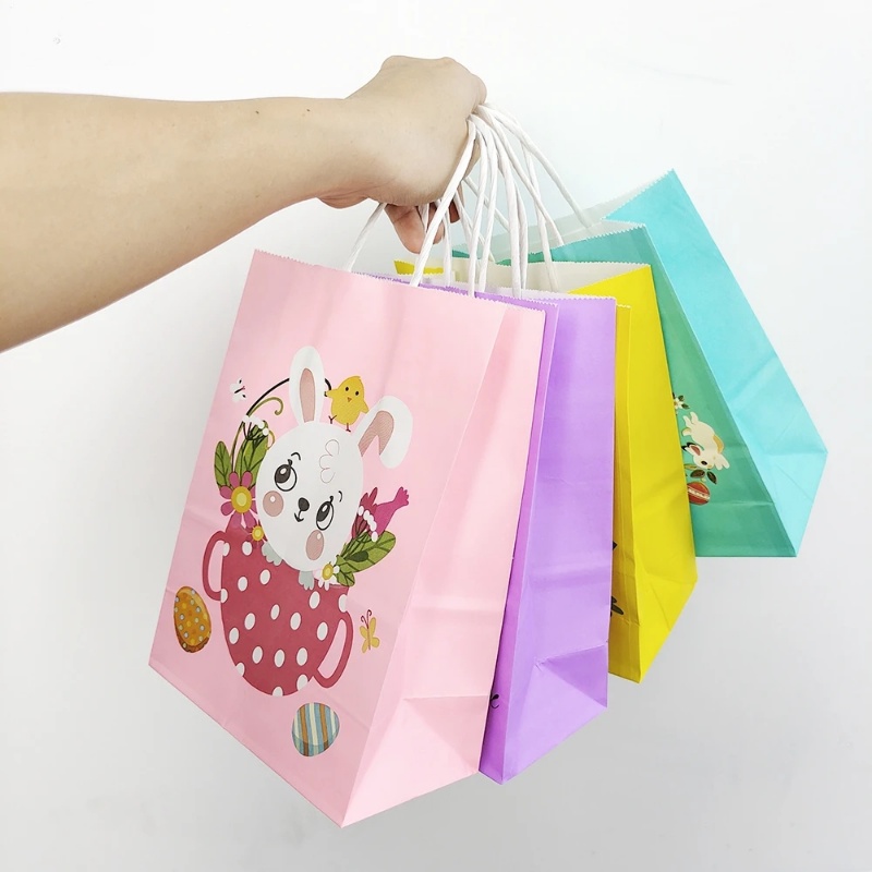 Easter Kraft Bags with Handle/Kemasan Kue Kering Rabbit Kelinci Lucu Candy Kraft Paper Bags