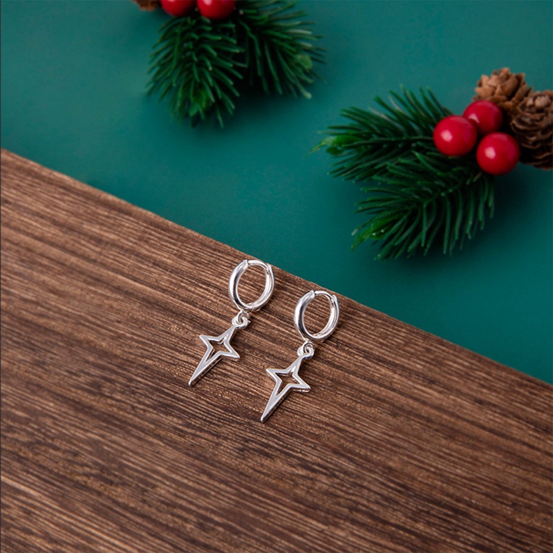 1pasang Anting Bintang Salib Anting Hip-Hop Mewah Ringan Baru Untuk Anak Laki-Laki Dan Perempuan