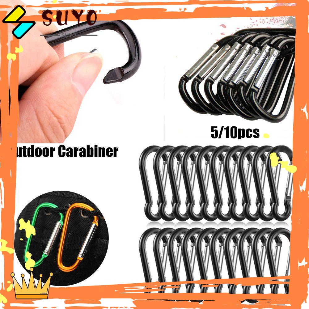 Suyo 5/10PCS Tombol Panjat Peralatan Olahraga Luar Ruangan Safety Alloy Carabiner