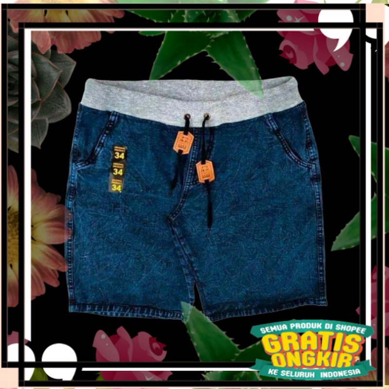 Celana Pendek Pria Rib Jeans Pinggang Kolor Distro Original / pendk