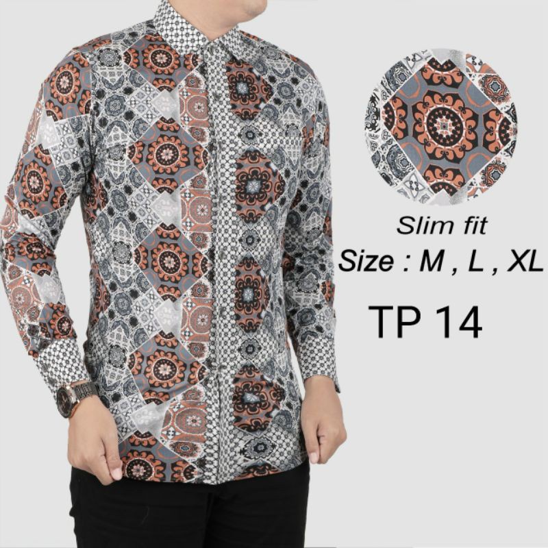 HEM KEMEJA BATIK PRIA SLIM FIT MODERN MEWAH KUALITAS TOP D640 MEWAH PREMIUM BAJU ELEGANT SIZE M L XL  SKU MS JAKARTA