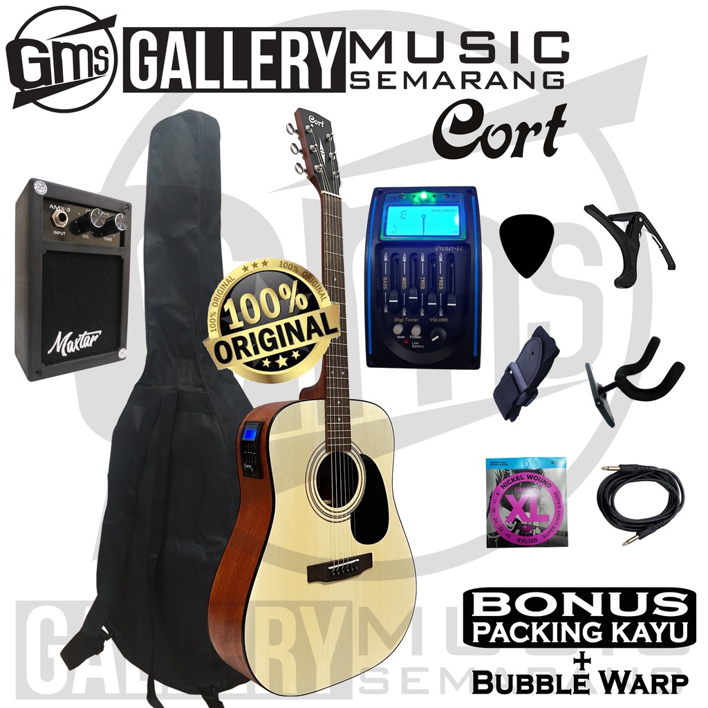 ORIGINAL Gitar Akustik Elektrik Cort AD810 OP Original Preamp Equalizer Tuner LC Prener