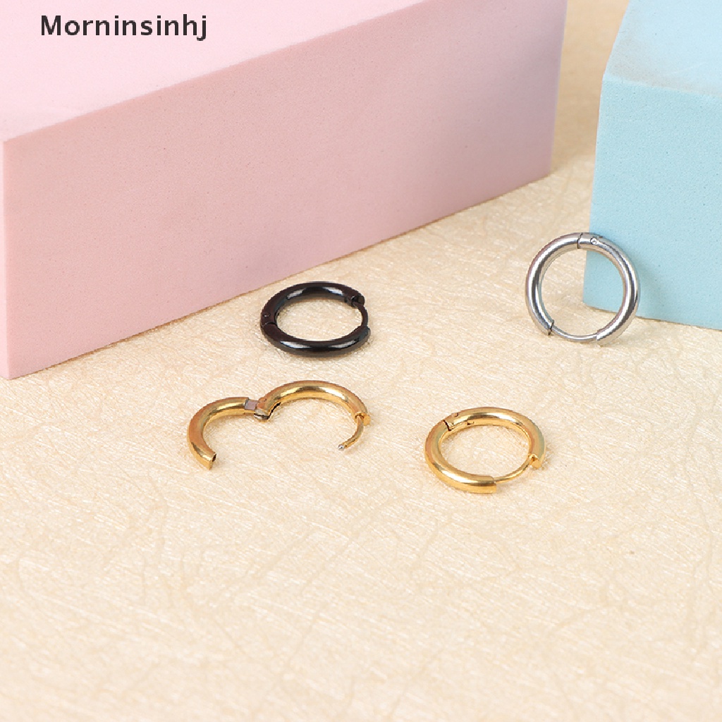 Mornin 5pcs/lot Anting Hoop Lingkaran Bahan Stainless Steel Untuk Anak Perempuan Anting Geometri Bulat id