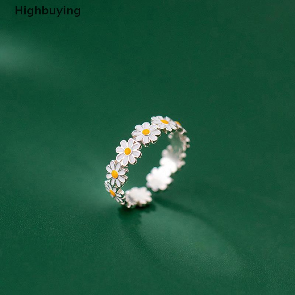 Hbid Vintage Daisy Flower Rings Untuk Wanita Lucu Bunga Cincin Adjustable Terbuka Jari Cincin Pernikahan Pertunangan Cincin Tren Perhiasan Perempuan Glory