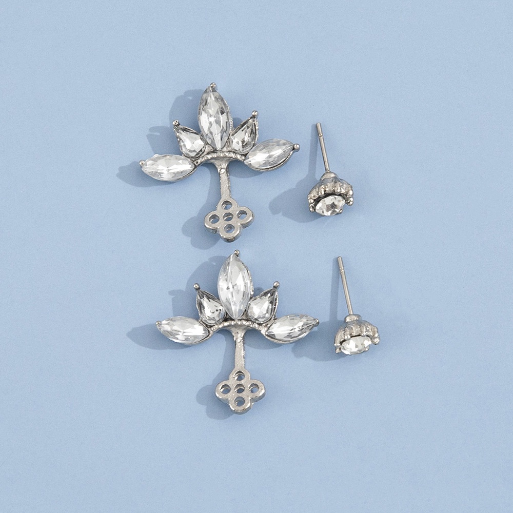 Fashion Imitasi Kristal Horse Eye Leaf Snowflake Earrings Korea Bunga Daisy Kecil Anting Perak 1pasang