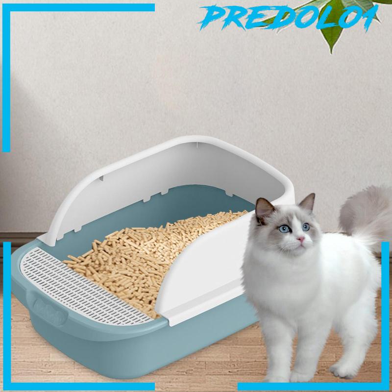 [Predolo1] Kotak Kotoran Kucing Semi Tertutup Anti Percikan Tinggi Kitty Litter Pan Bedpan