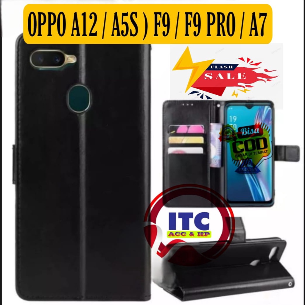CASE PREMIUM FLIP KULIT DOMPET TYPE HP OPPO A11k / A12 / A5S / A7 / F9 / F9 PRO - 2 PRO CASING  LEAT