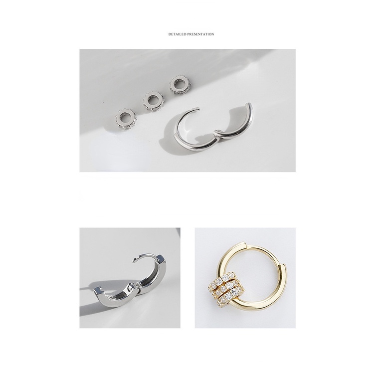 Goldkingdom Aksesoris Perhiasan Fashion Ready Stock Anting Lingkaran Kecil Dengan Berlian Anting Perempuan Anting Cincin Telinga Ins Gaya Temperamen