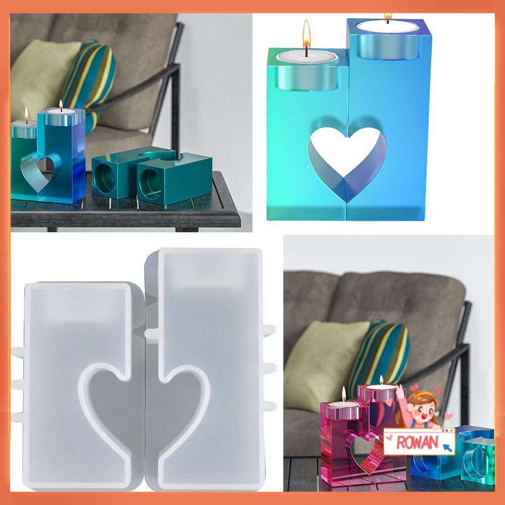 R-flower Cetakan Resin Epoxy Transparan Persegi Panjang Love Ornamen Lilin Kristal