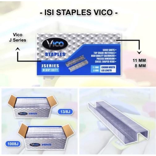 

Isi Refill Staple Gun Stepler Handtacker U 8x11 mm Staples Tembak 1008J 13/8J Guntacker Steples Stapler Hekter Tacker 1008 J 1308 J Alat Perekat