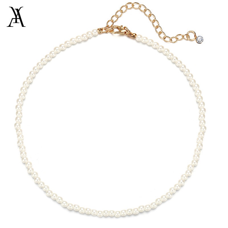 AY(CN) Kalung Choker Rantai Mutiara Ivory Gaya Korea Untuk Wanita