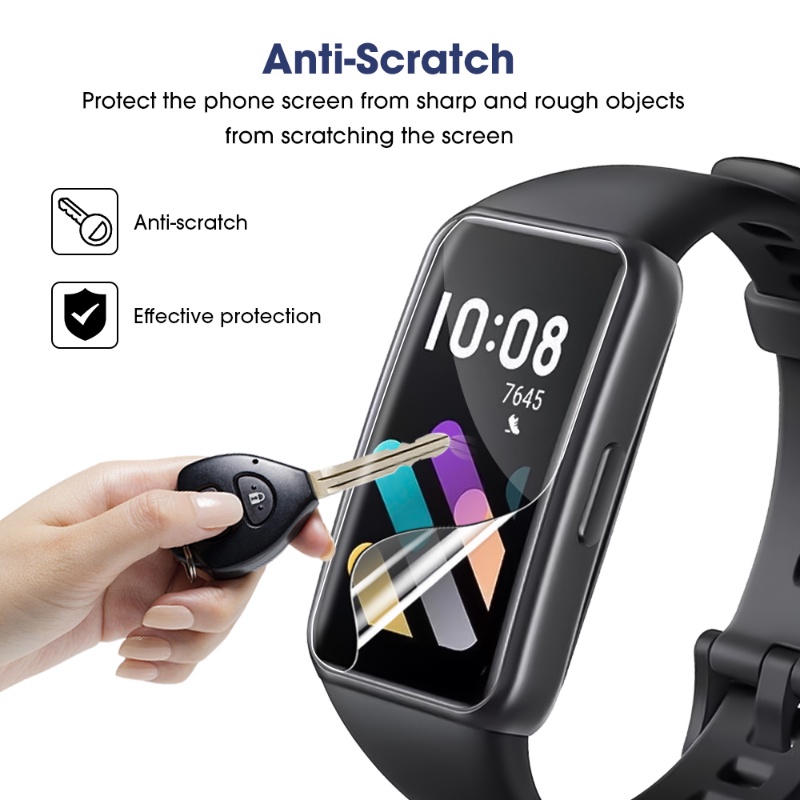 Full Cover HD Anti Pecah Soft TPU Hydrogel Film Pelindung Layar Smartwatch Anti Fingerprint Untuk Honor Band7