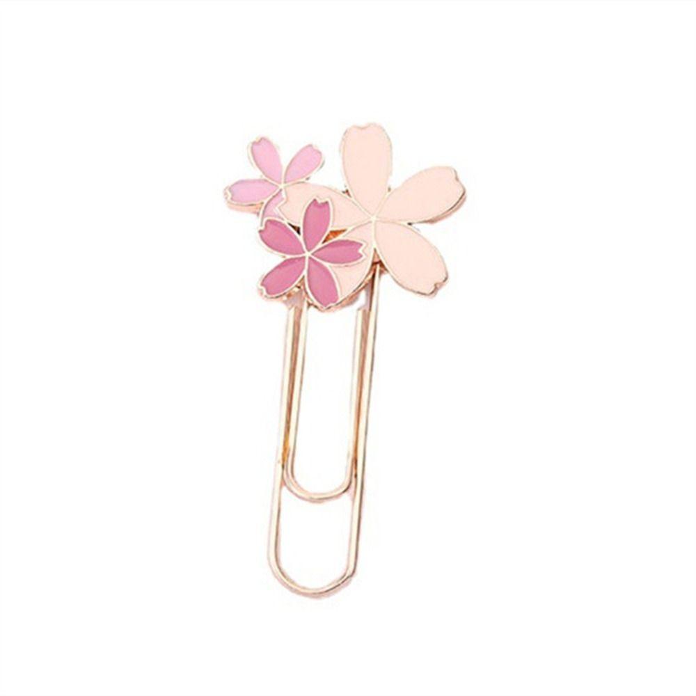 [Elegan] Bunga Sakura Bookmark Perlengkapan Pengikat Alat Tulis Bunga Sakura Cherry Blossom Pink Metal Reading Book mark