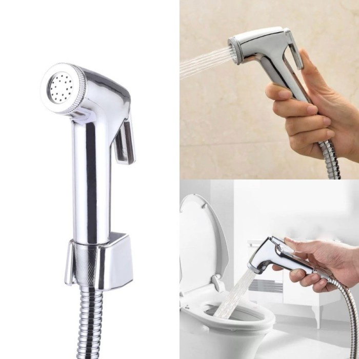 Set Kepala Selang Holder Jet Shower Spray Toilet Bidet Kloset 150cm