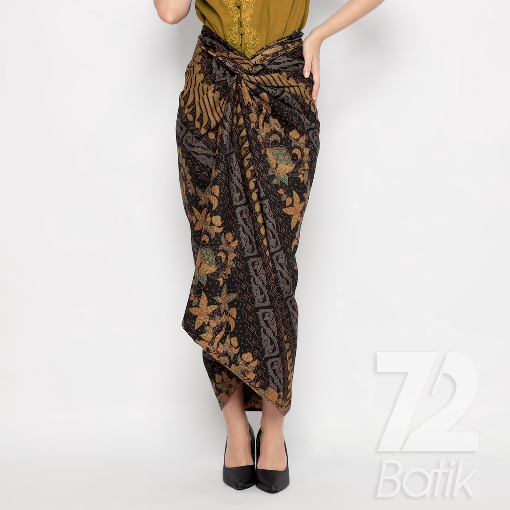 ROK BATIK SPAN Aurora Skirt Lilit Kebaya Instan Modern Wanita Motif Parang Serong Hitam Coklat 723204 Cap 72 - Rok Batik Lilit Bawahan Skirt Kamen Kebaya Songket Batik Panjang Plisket Span Instan Jadi Bali Lembaran Premium Modern Untuk Wanita Kondangan