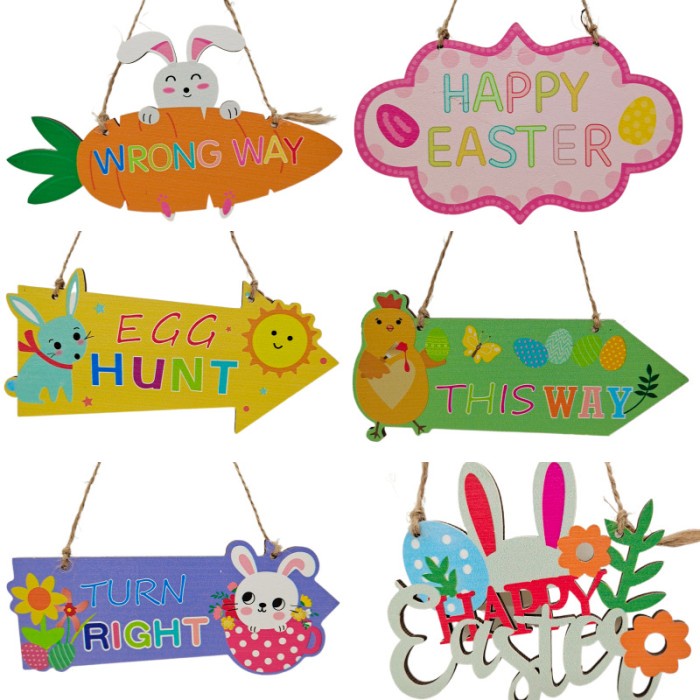 Gantungan Happy Easter Hiasan Even Paskah Dekor Kado Kelinci Rabbit Kado Souvenir Pajangan Kayu Harga Grosir Termurah