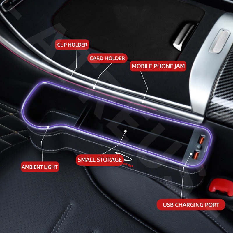 Led Kotak Penyimpanan Celah Kursi Mobil Rechargeable Ambient Light Dompet Card Holder Untuk Brio Avanza Sigra Xpander Rush Kijang Syar'I Veloz BRV Xenia