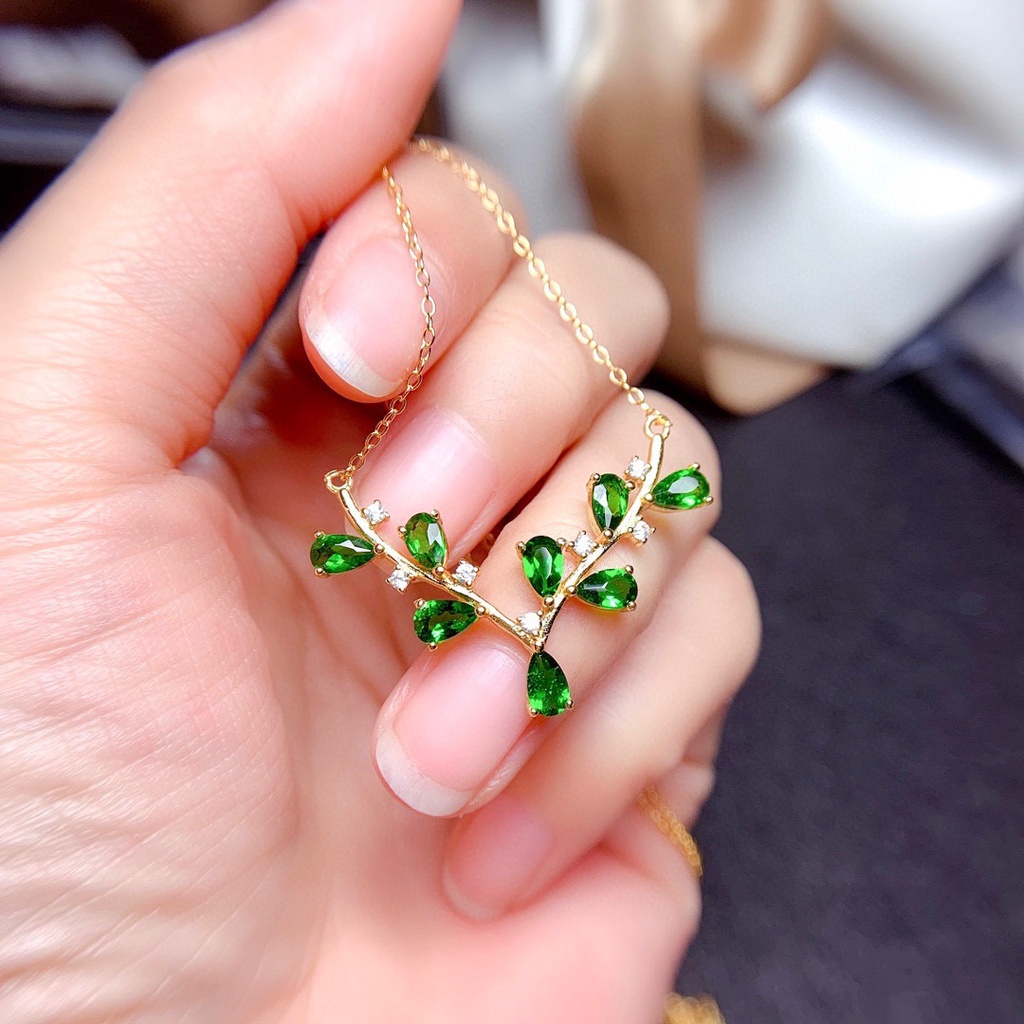 Goldkingdom Aksesoris Perhiasan Fashion Ready Stock Liontin Tanduk Diopside Rusia Berlapis Emas 18k Dan Rusa Memiliki Kalung Warna Warni Anda.