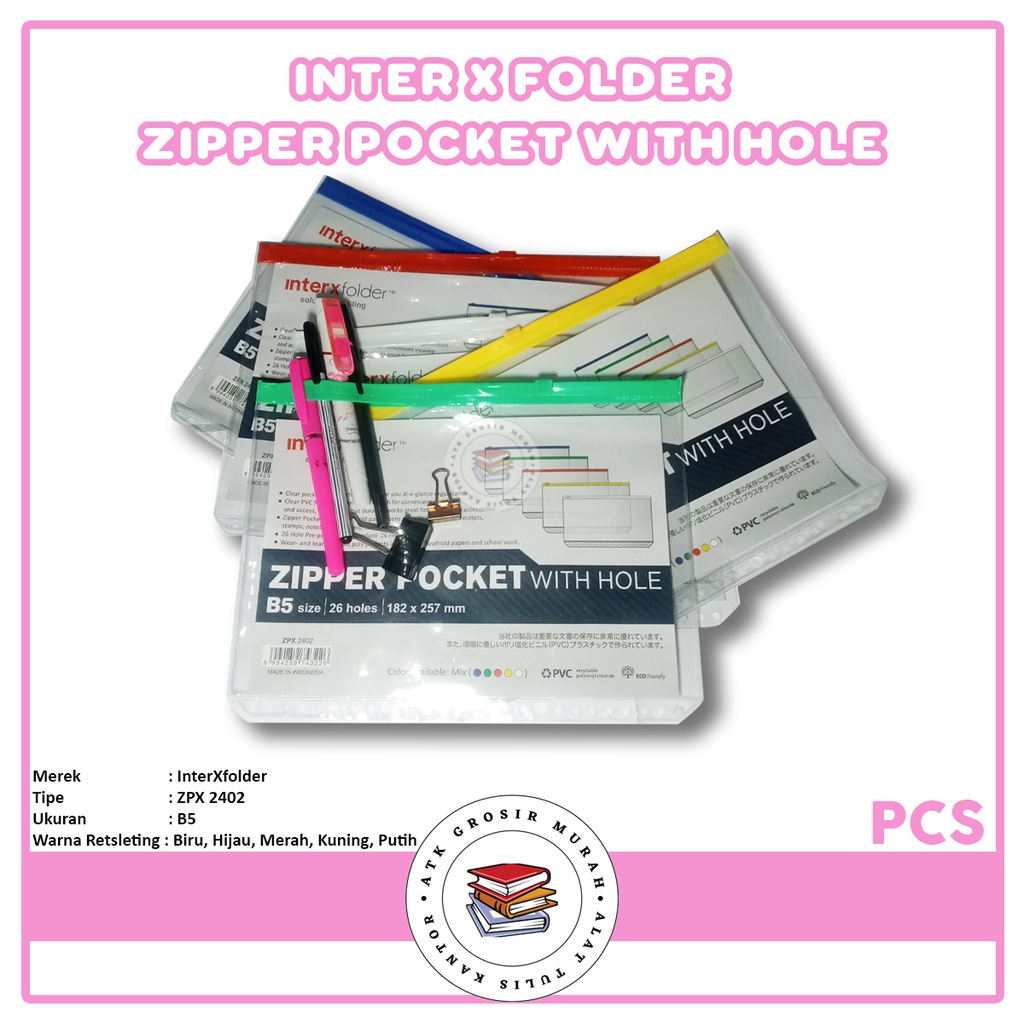 

INTERXFOLDER - Plastic Zipper Pocket B5 - 2402 - Pcs