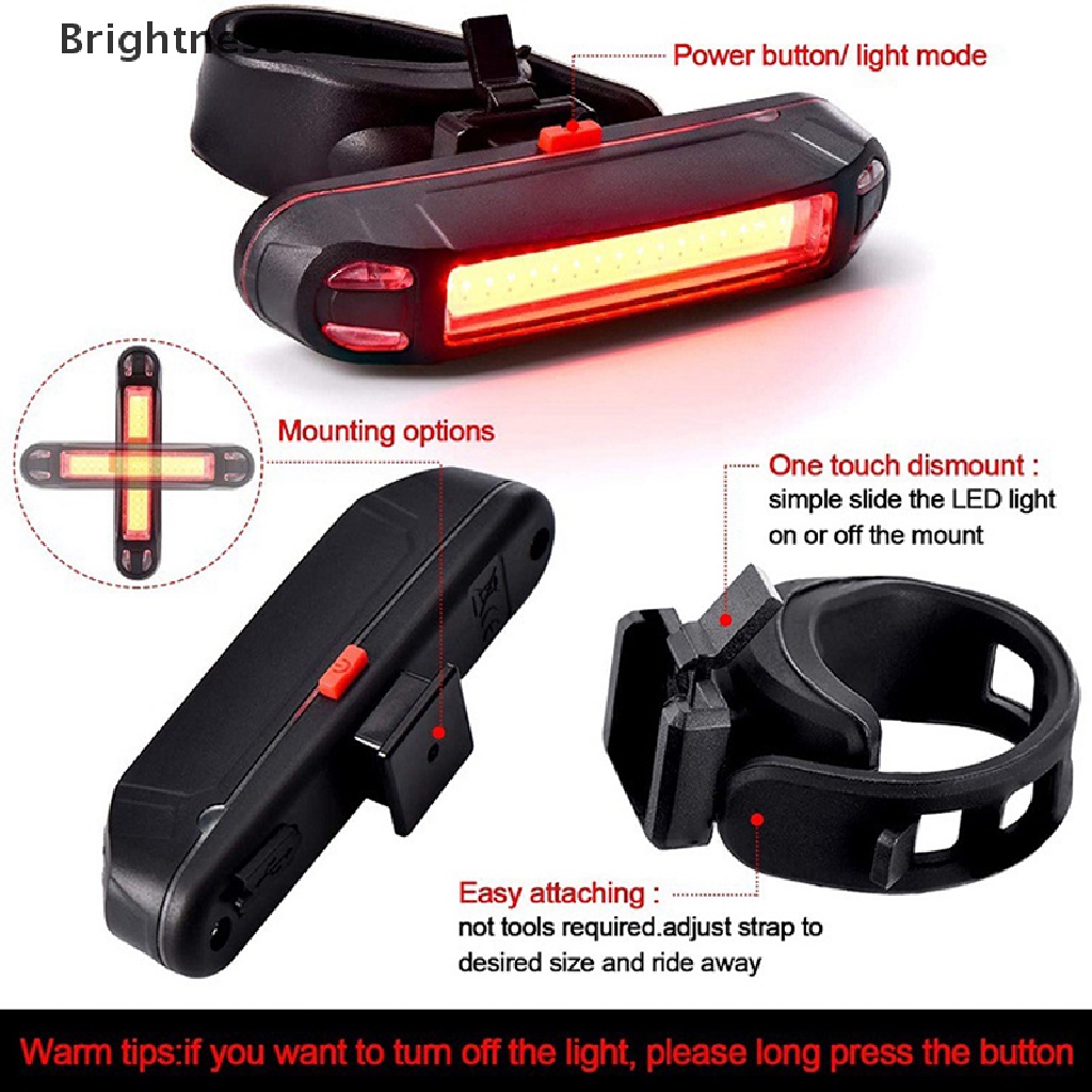 [Brightnessdin1] Lampu Belakang Sepeda Tahan Air Berkendara Cahaya Belakang Led Usb Dapat Dicharge Sepeda Gunung Bersepeda Lampu Tail-Lamp Lampu Sepeda Lampu Butik