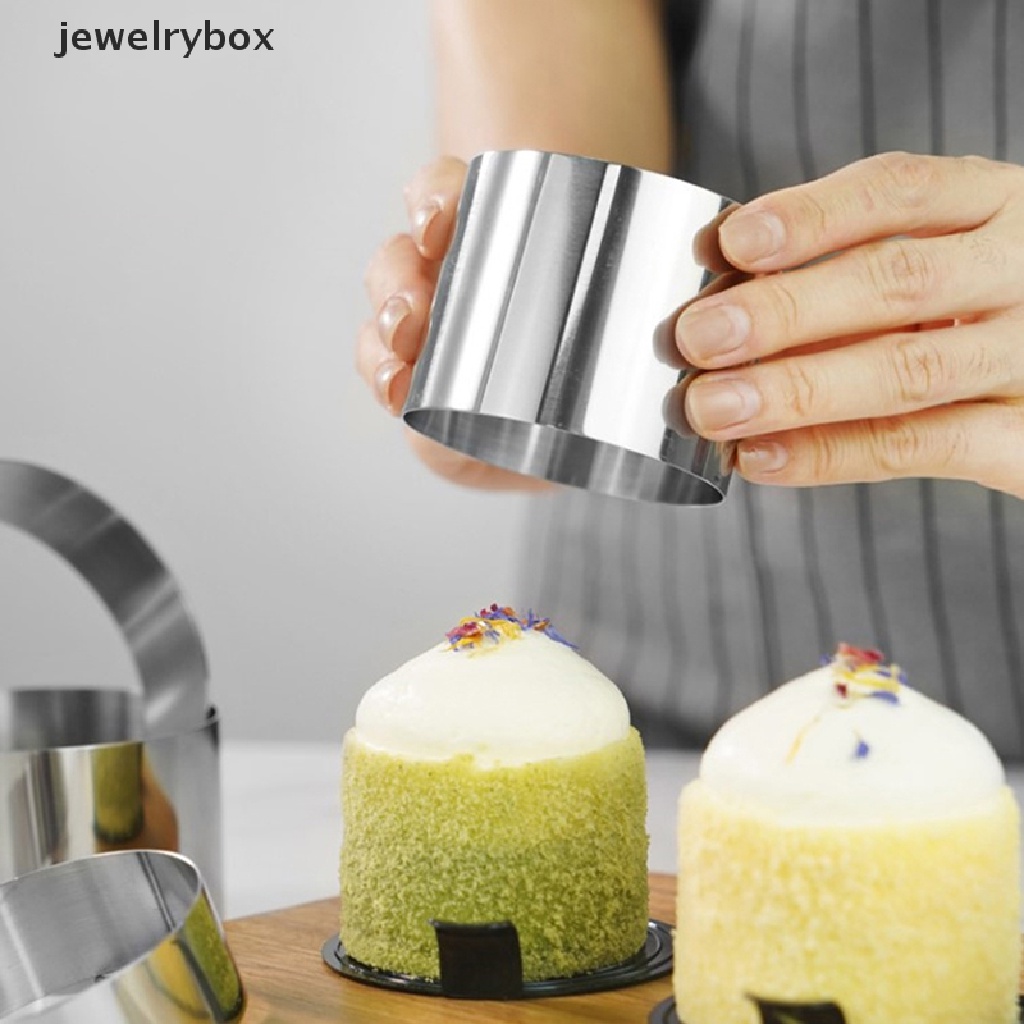 [jewelrybox] 1pc Cetakan Kue Cincin Mousse Stainless Steel Dengan Piring Dorong DIY Kue Baking Tools Butik