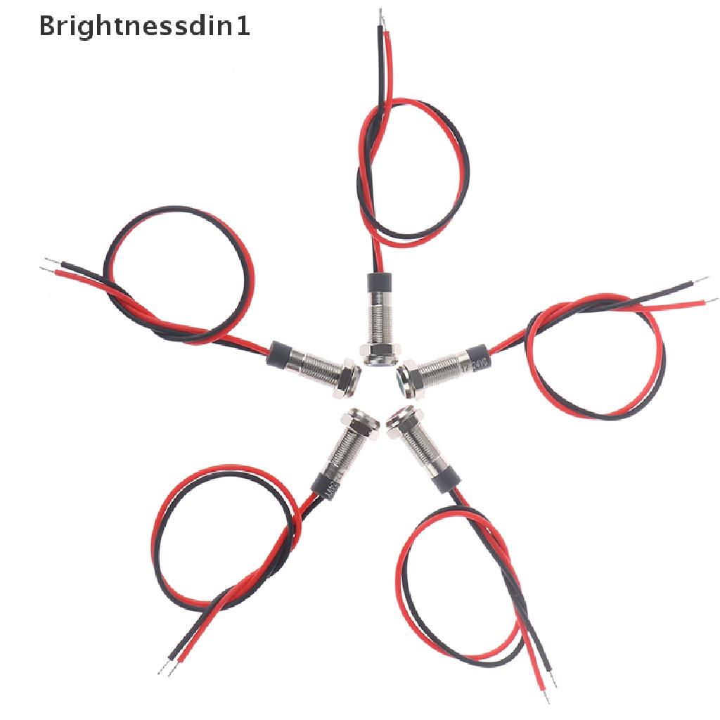 [Brightnessdin1] P67 waterproof 6mm Lampu Indikator Peringatan Logam led 3v 5v 6v 12v 24v 220v Butik