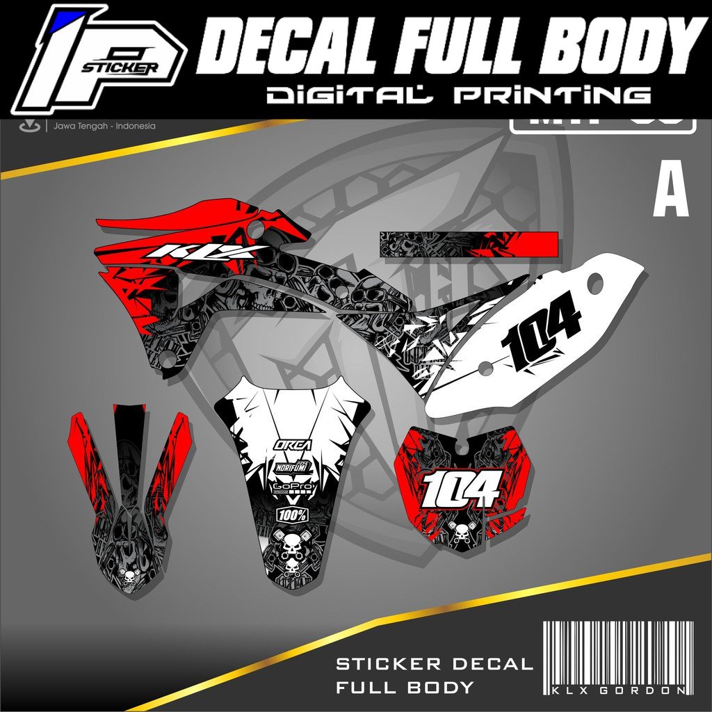 Decal Klx Gordon-Dekal Sticker Klx Gordon-Variasi stiker Klx Motif Skull Terbaru Mtp 05