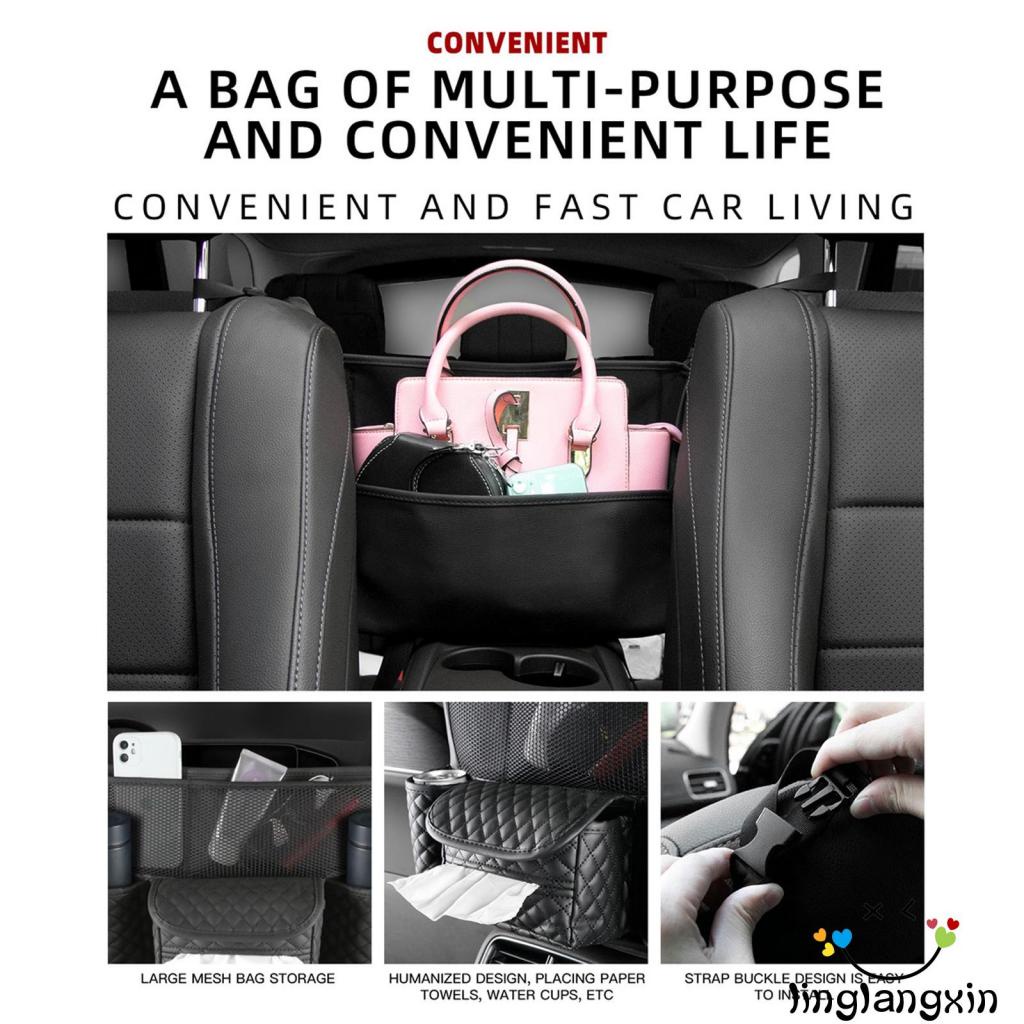 Llx-automotif Konsol Organizer Kulit Car Handbag Holder Antar Kursi Car Seat Storage Bag Untuk Dompet Hp