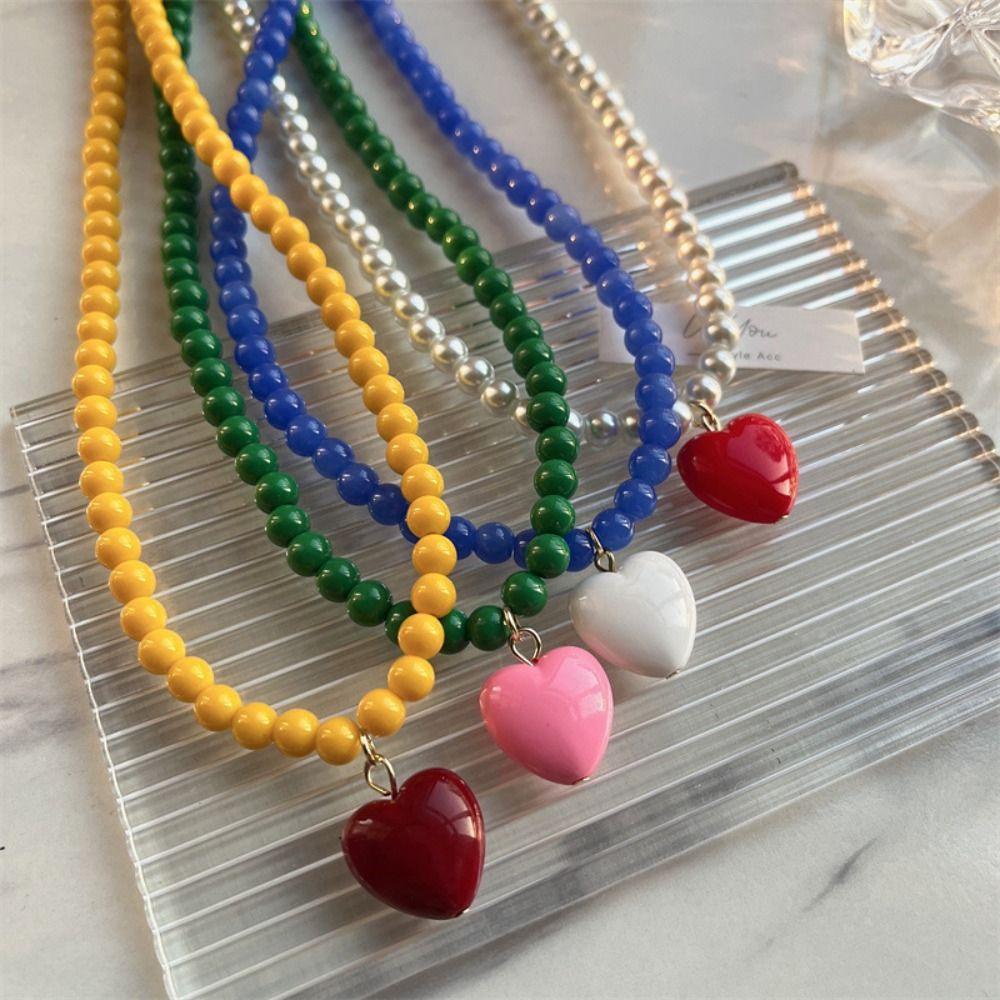 Needway   Kalung Warna Pelangi Gaya Nasional Rantai Klavikula Unik Y2K Alloy Kalung Korea Sederhana