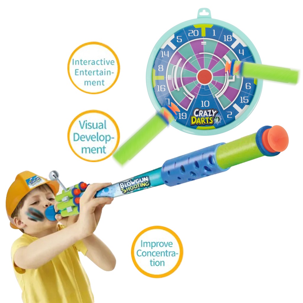 01-Mainan Anak Mulut Bertiup Olahraga Panahan Papan Target