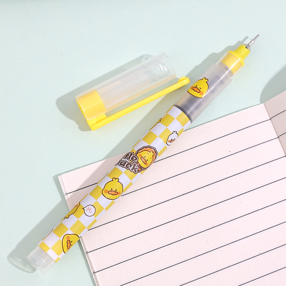 [Harga Grosir] 0.5mm Bebek Kuning Langsung Cair Netral Pulpen/Ins Kartun Lucu Pena Air/Siswa Menulis Kreatif Fountain pen/Catatan Ujian Perlengkapan Kantor Alat Tulis