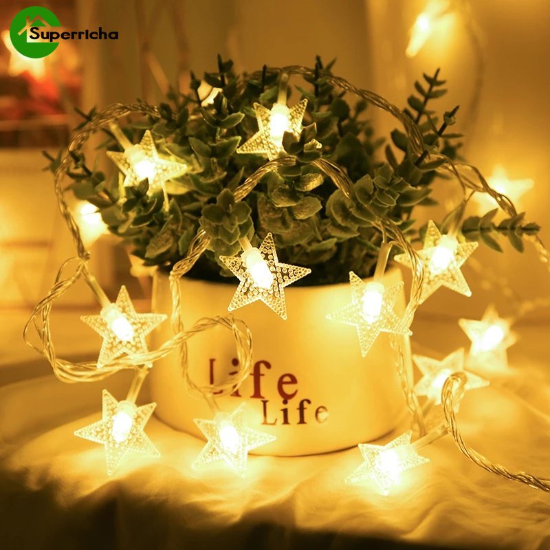 Penjualan Panas/10 /20/40LED LED Snowflake Light String Natal Peri Festoon Baterai/USB Outdoor Garden Garland Indoor Ruang Tamu Dekorasi Tahun Baru