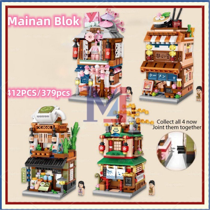 【COD】 Mainan Blok Bangunan DIY Mini Block Street Mini Baru Gaya Jepang Blok Bangunan Ramen 412pcs/379pcs Hadiah Laki-laki, Perempuan Dan Anak-Anak