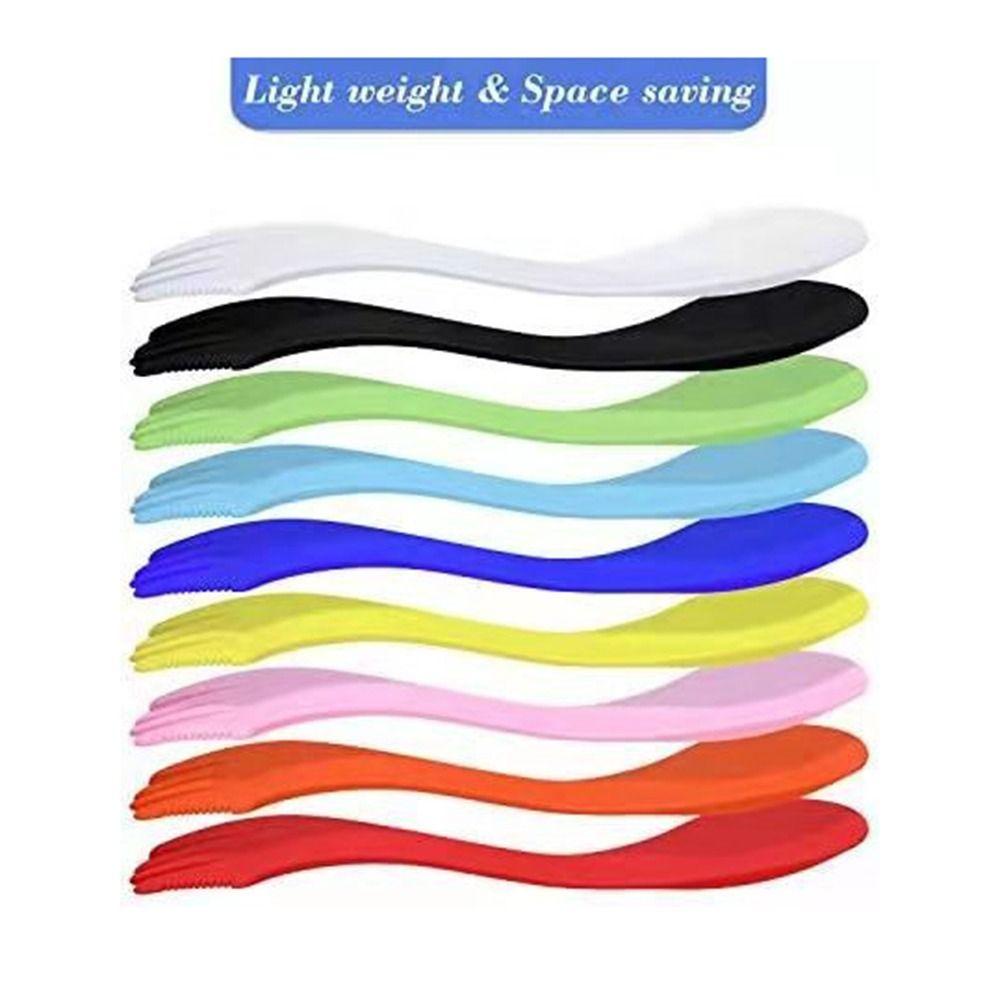 Lanfy Sendok Plastik Portable Salad Spoon Camp Fruit Fork Sendok Garpu Makanan Barat Sendok Peralatan Makan Luar Ruangan Multi Fungsi Pembuka Kaleng Dessert Spoon Bottle Opener Fork