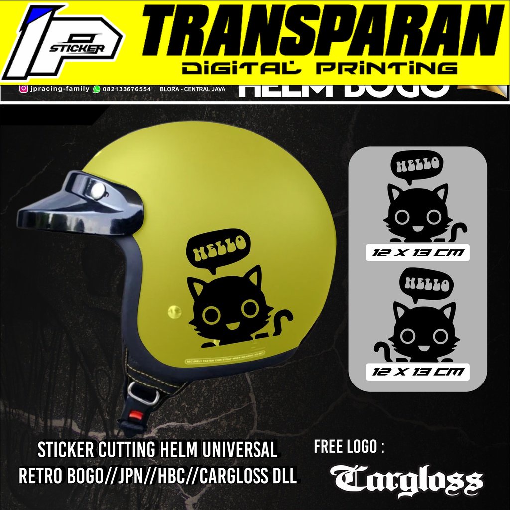 Stiker Helm, Sticker helem Cargloss Bogo 1 Set Variasi Hello Cat
