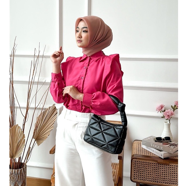 Hanna Blouse hijab atasan wanita lengan panjang by Vanesha Wear