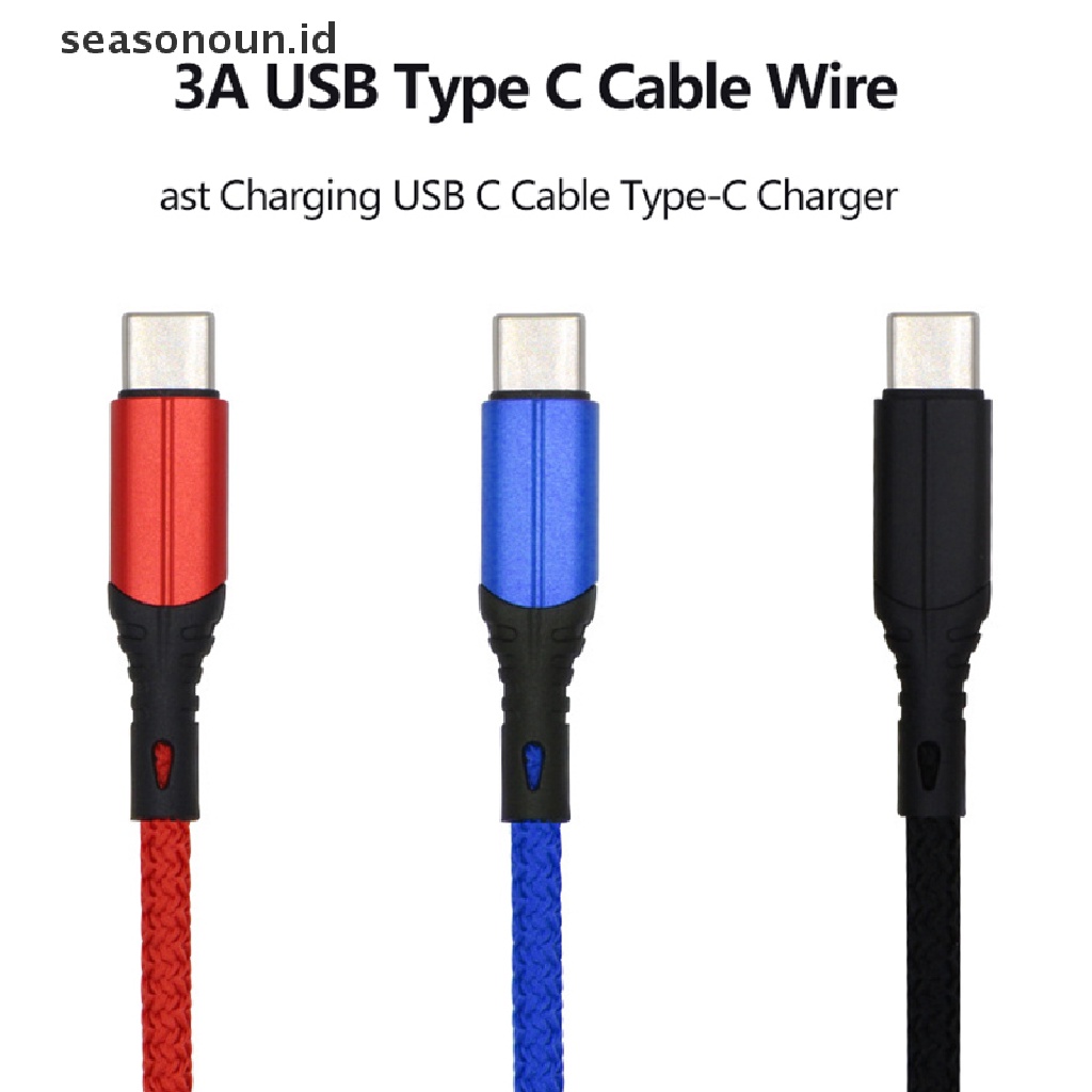 Seasonoun 3A Kabel USB Tipe C Kawat Fast Charging USB C Cables Kabel Charger Tipe-C.