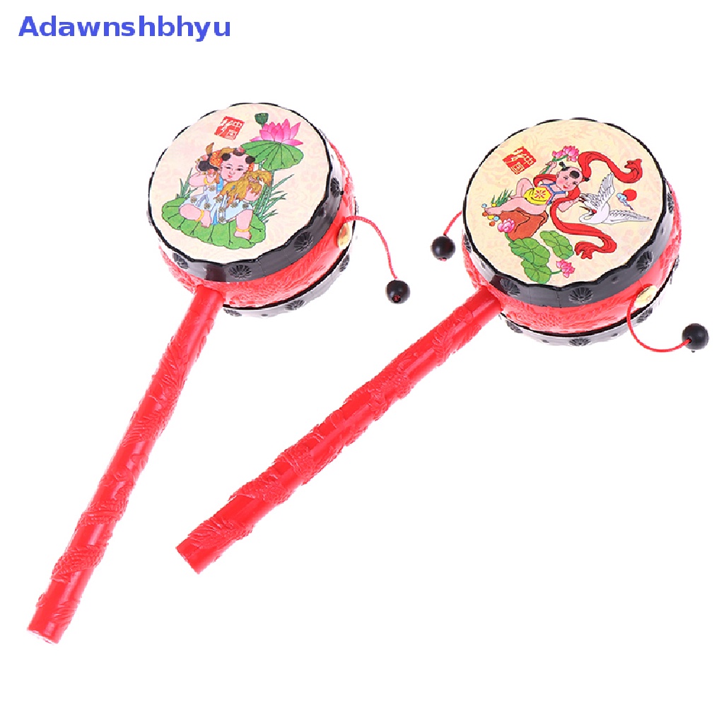 Adhyu 1Pc Mainan spin Tradisional China rattle drum Anak Kartun Bel Tangan Untuk Bayi ID